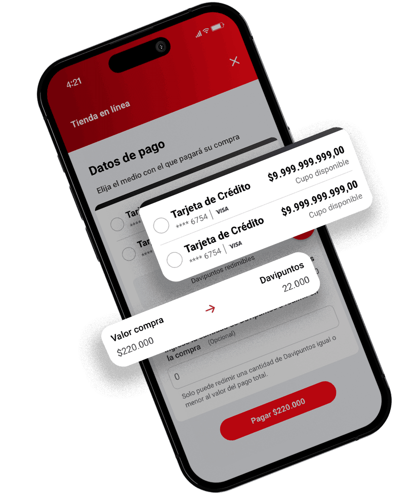 Pague con sus Tarjetas de Crédito o Davipuntos