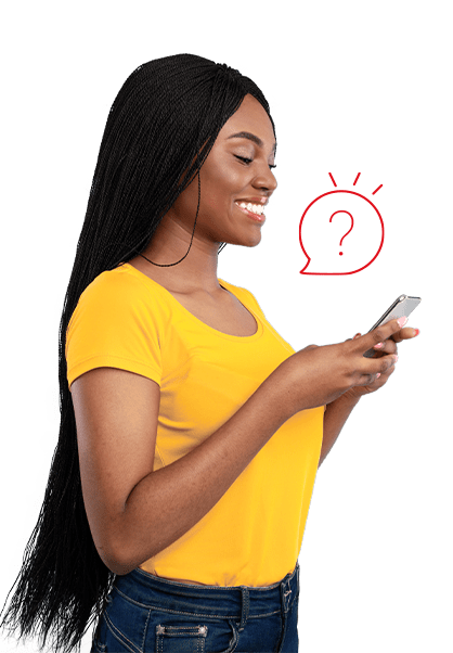 Mujer con celular - Preguntas Frecuentes